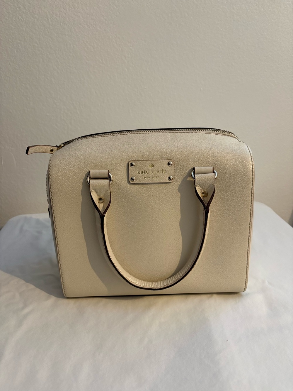 kate spade Ivory Dome Satchel with Gold Hardware